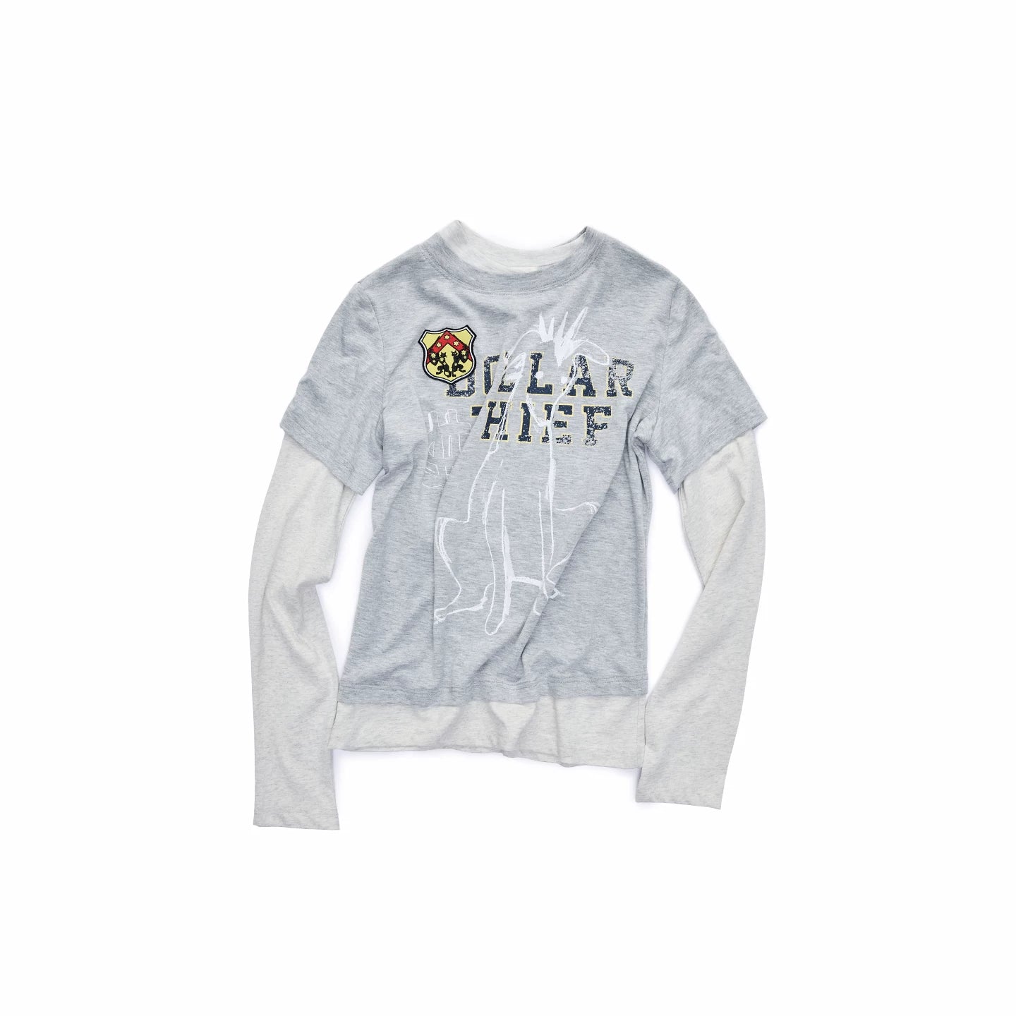 Layered Dog Print Long Sleeve Top