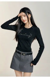 Black & Gray High-waisted Vintage-style Skirt - CHINASQUAD