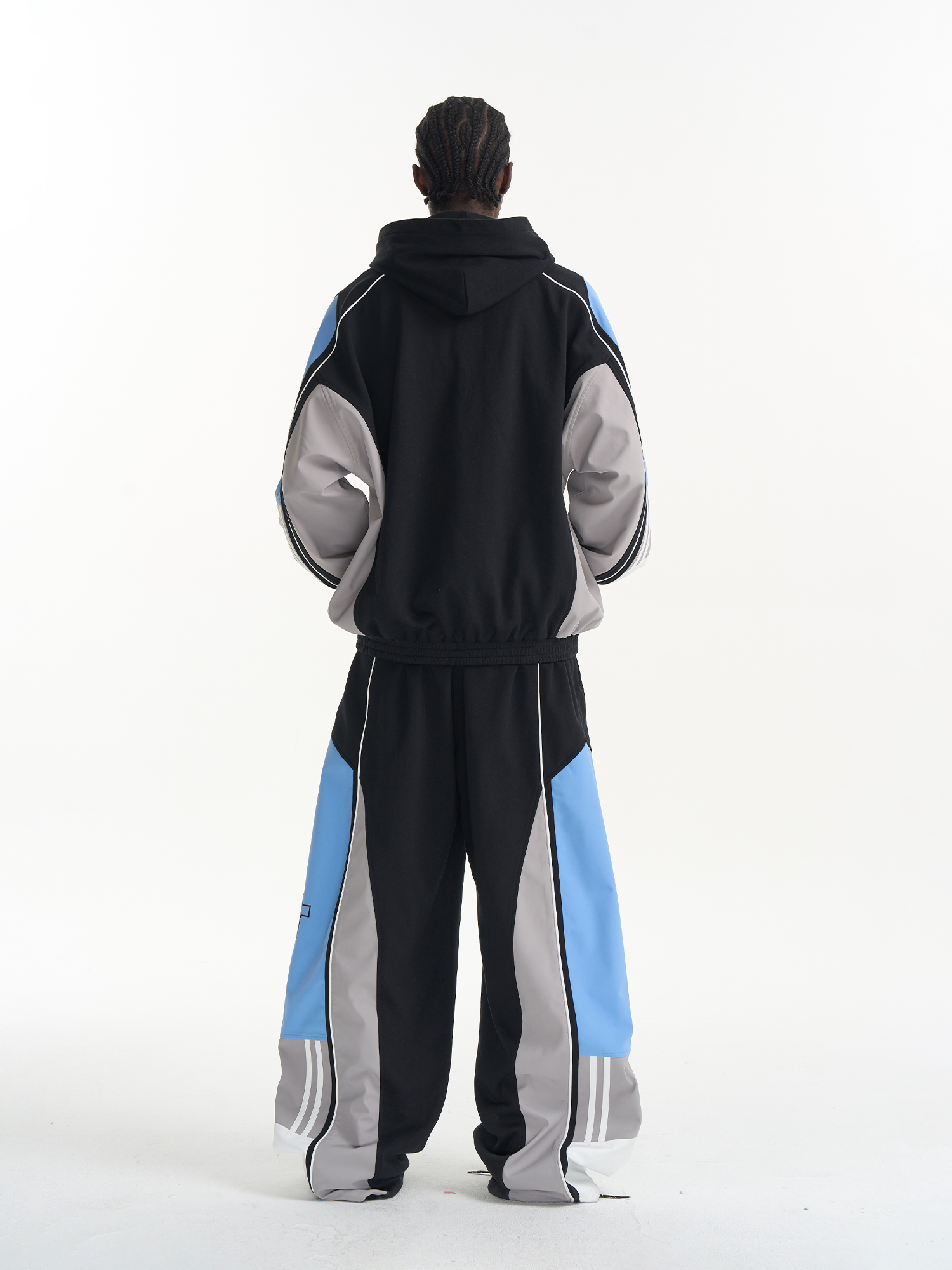 Contrast Panel Embroidered Track Pants