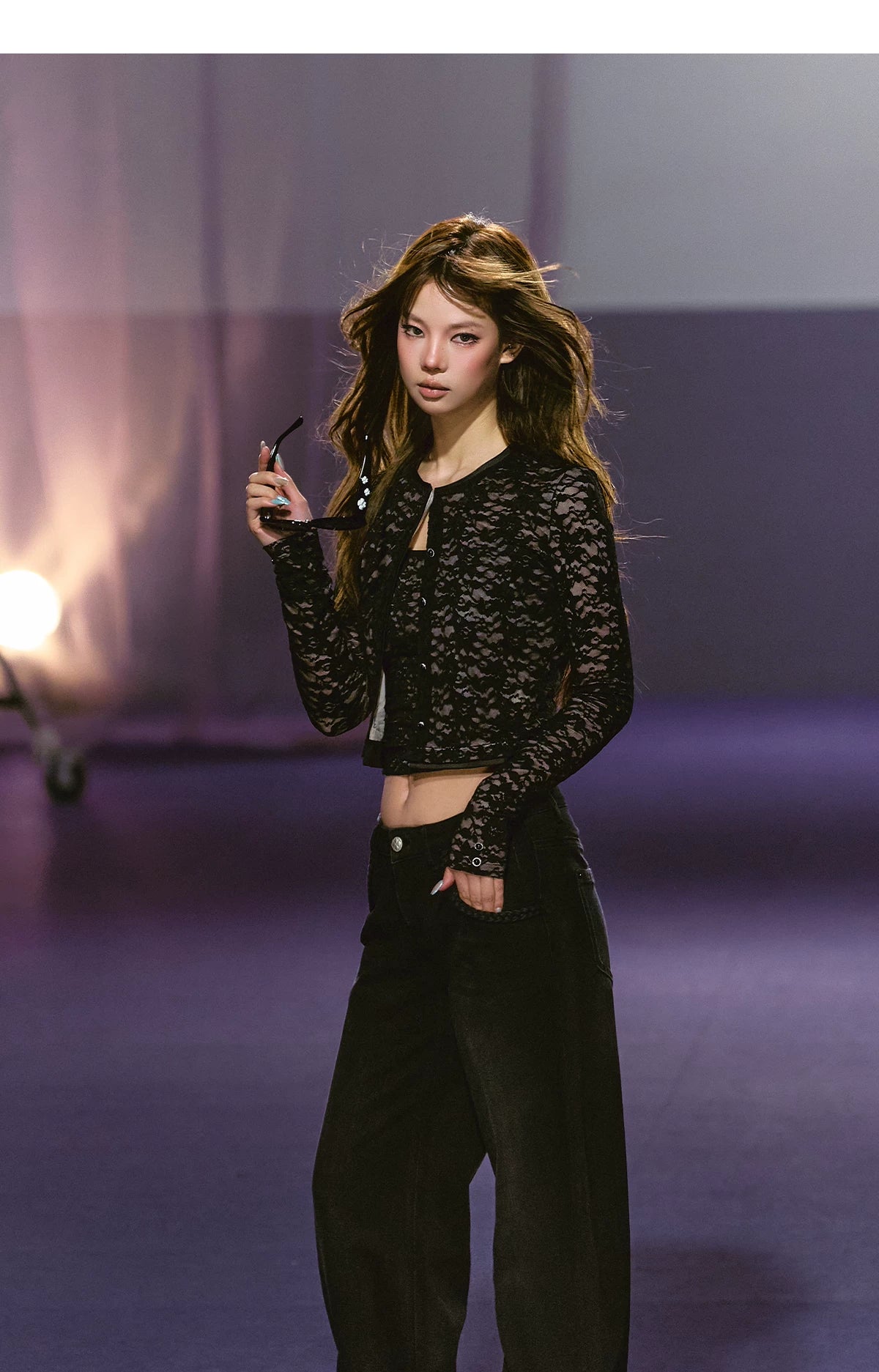 Lace & Satin Layered Cardigan & Lace Camisole