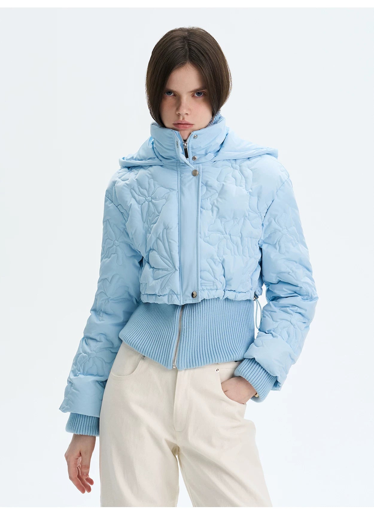 Quilted Embossed Short Down Jacket