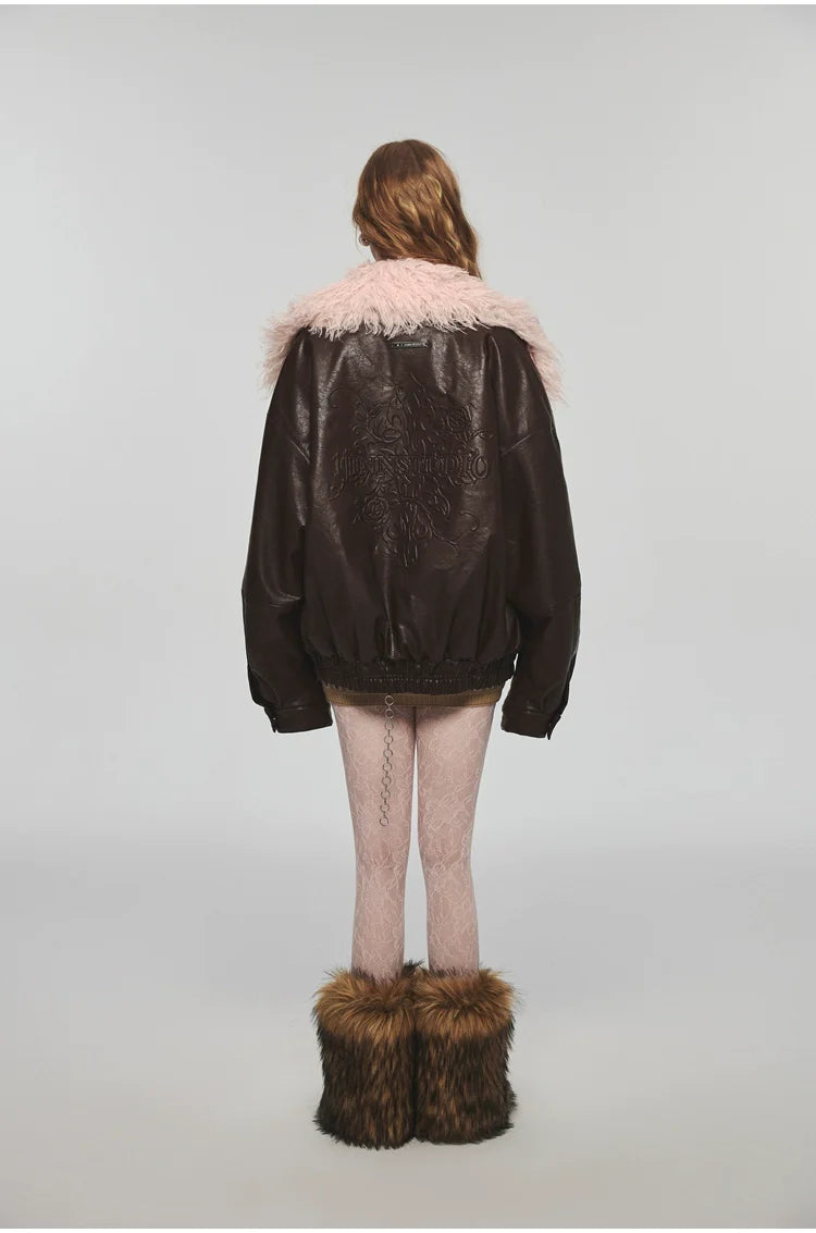 Removable Fur Collar Windproof Leather Jacket - CHINASQUAD