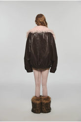 Removable Fur Collar Windproof Leather Jacket - CHINASQUAD