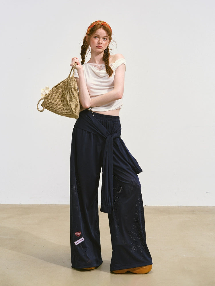 Tie-Waist Flowy Linen Wide-Leg Pants - CHINASQUAD