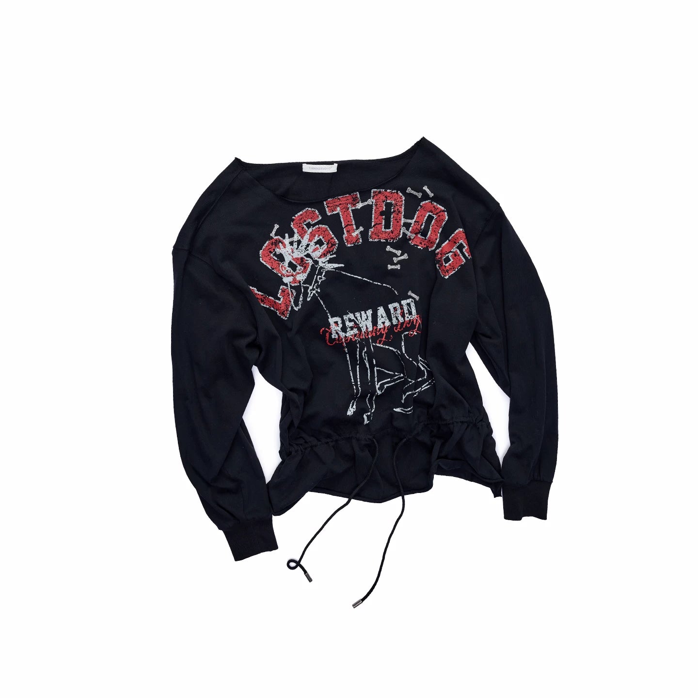 Asymmetric Graphic Drawstring Hoodie