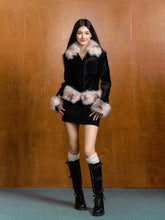 Pink Contrast Detachable Fur Chenille Jacket & Skirt Set - CHINASQUAD