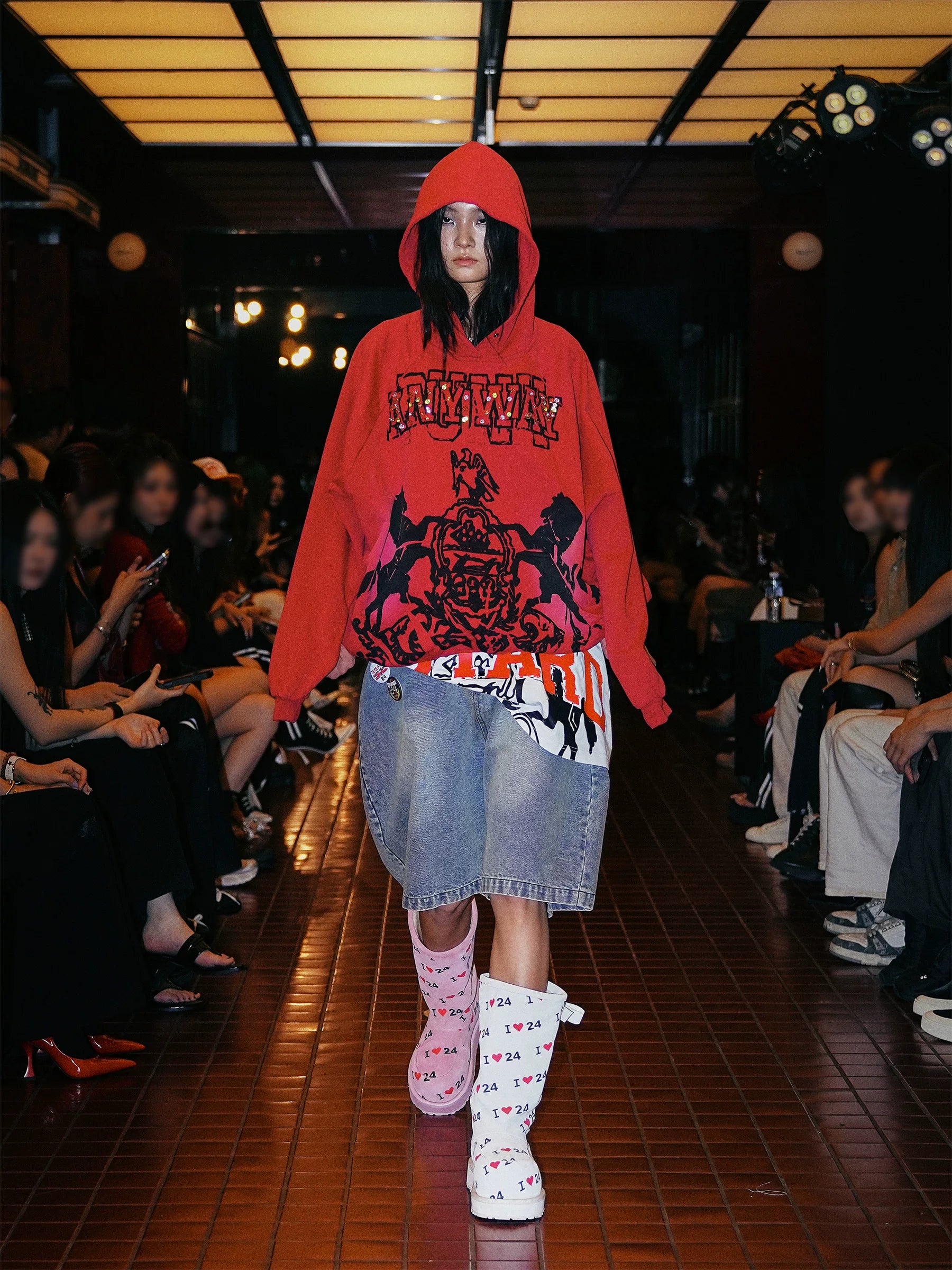 Letter Print Suede Snow Boots