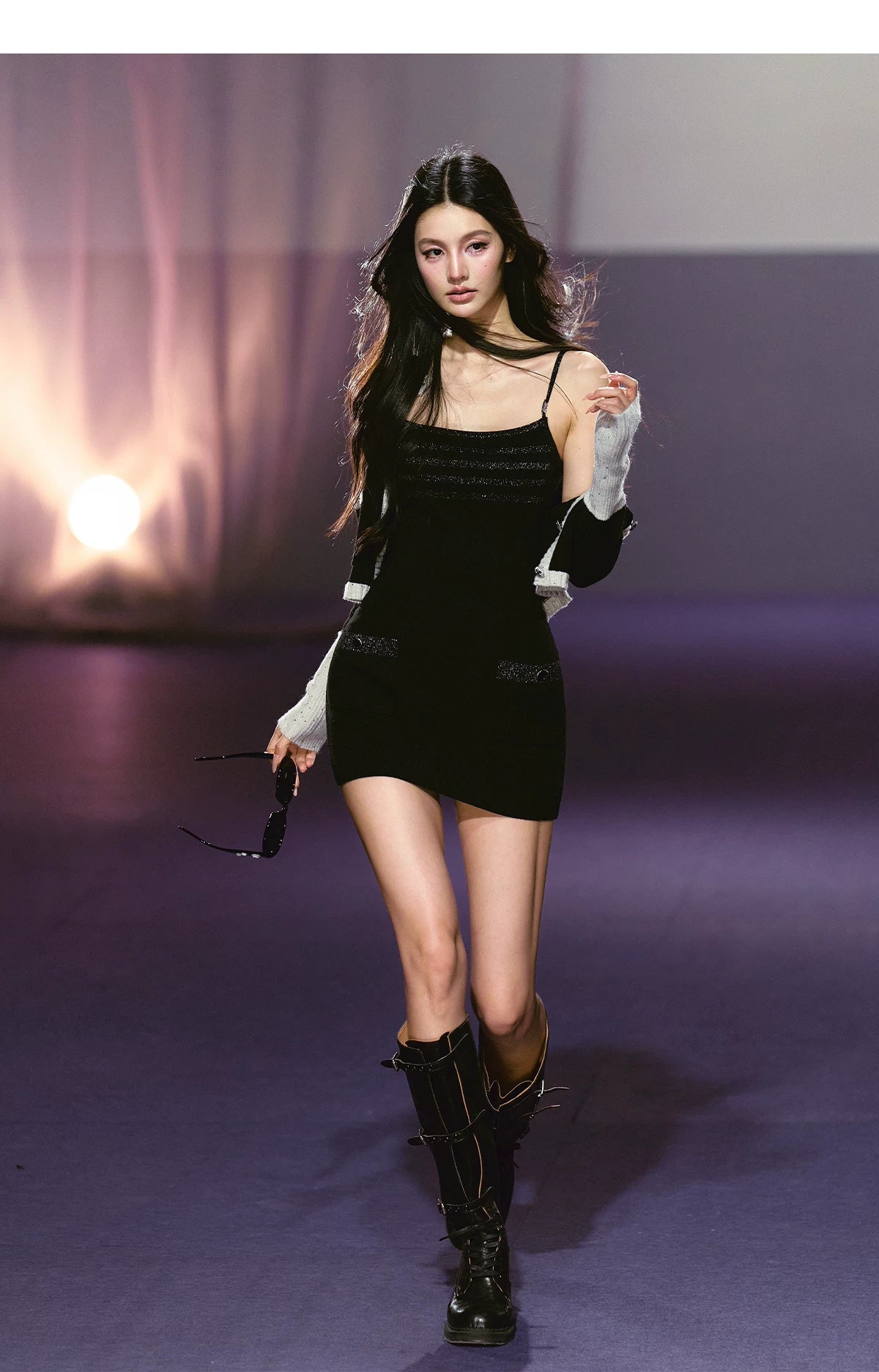 Luminous Sheer Knit Strappy Bodycon Dress