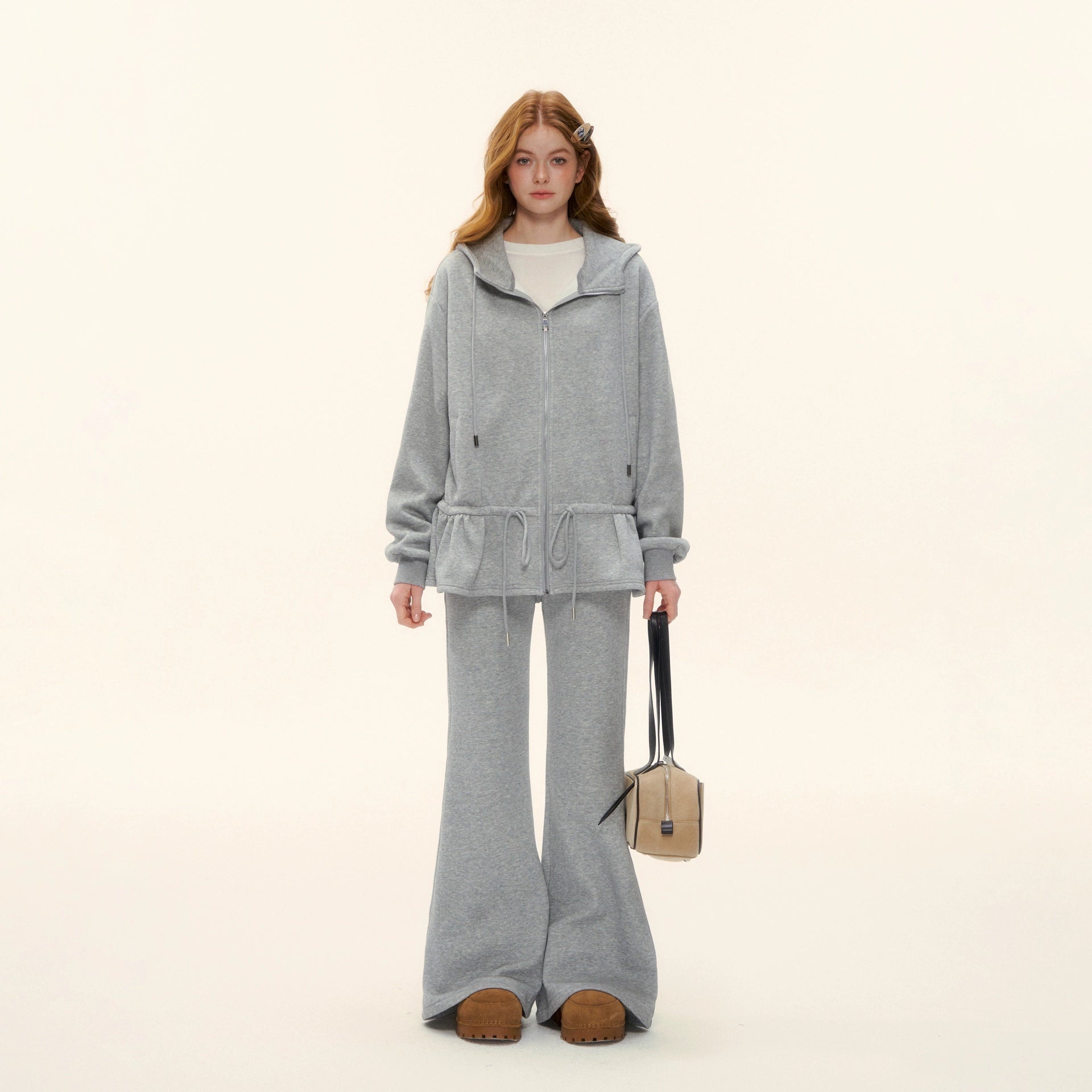 Peplum Hoodie & Subtle Flared Pants Set