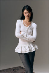 Mesh Lace Up Backless Blouse - CHINASQUAD