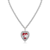 Cat Heart Enamel Pendant Necklace - CHINASQUAD