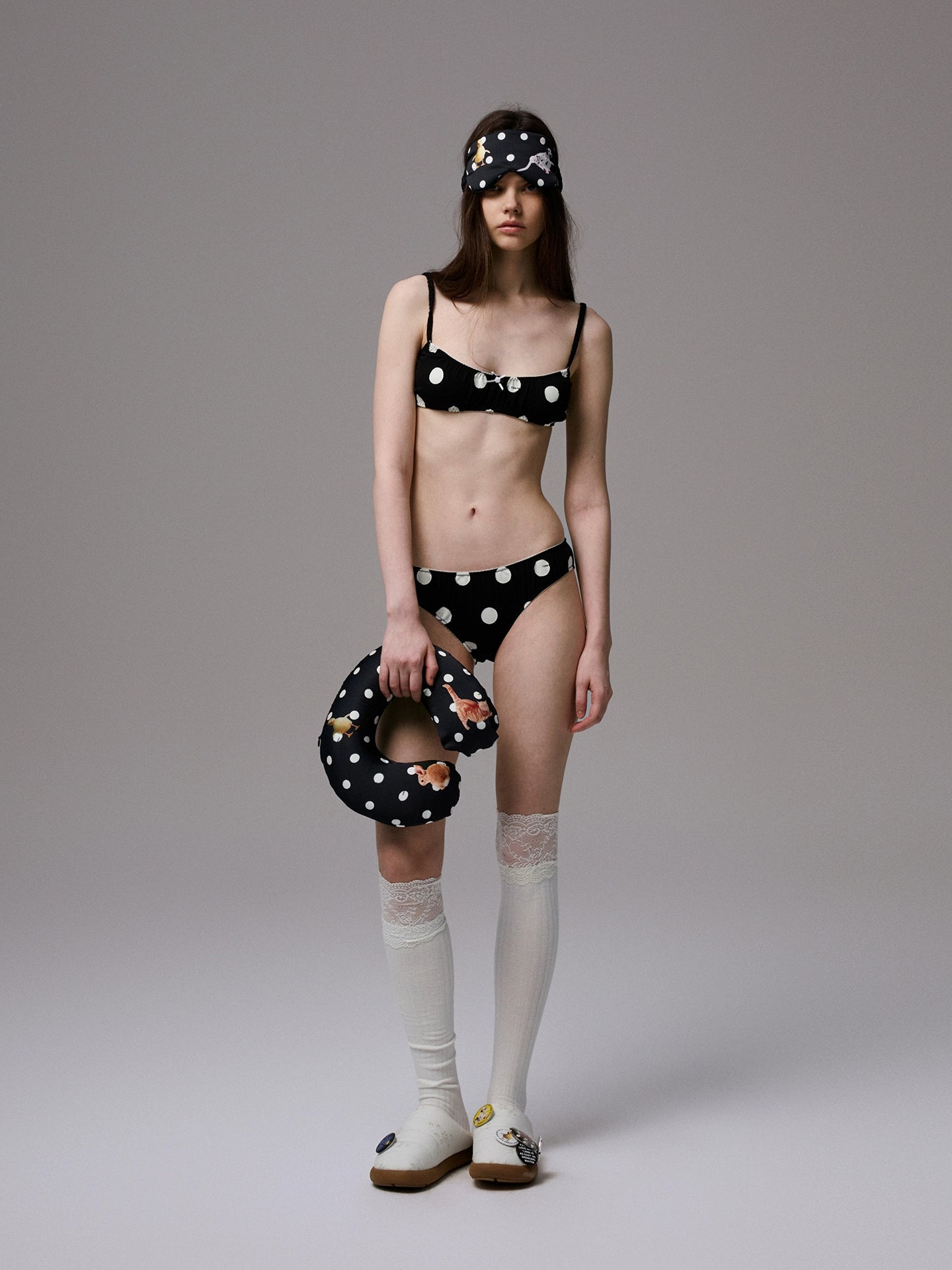 Color-Block Polka Dot Lace Lingerie