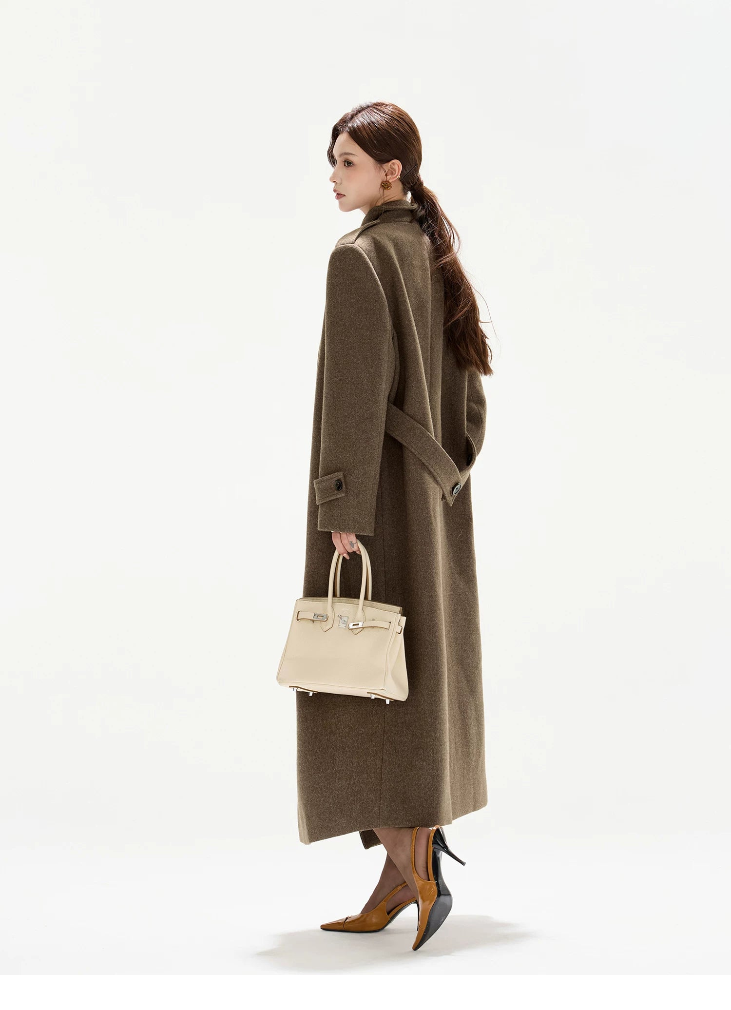 Statement Wide-Shoulder Wool-Blend Overcoat