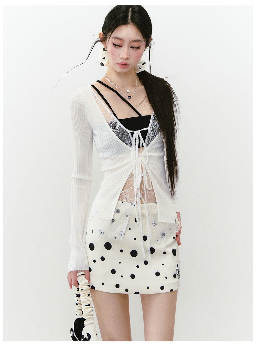Polka Dot Zipper Reversible Skirt - CHINASQUAD