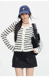 Striped Knit Cardigan - CHINASQUAD