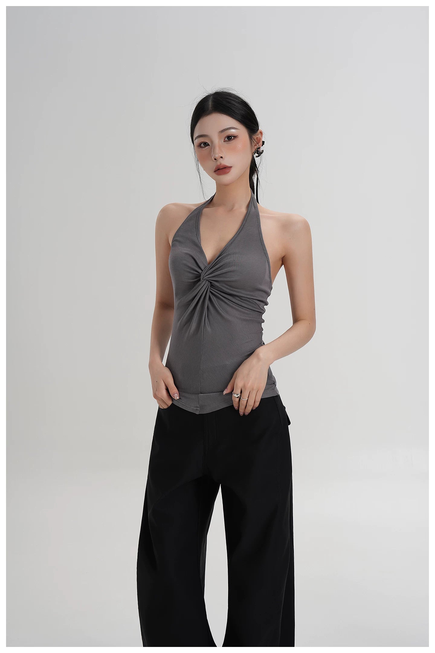 Silk-Blend Draped Halterneck Camisole