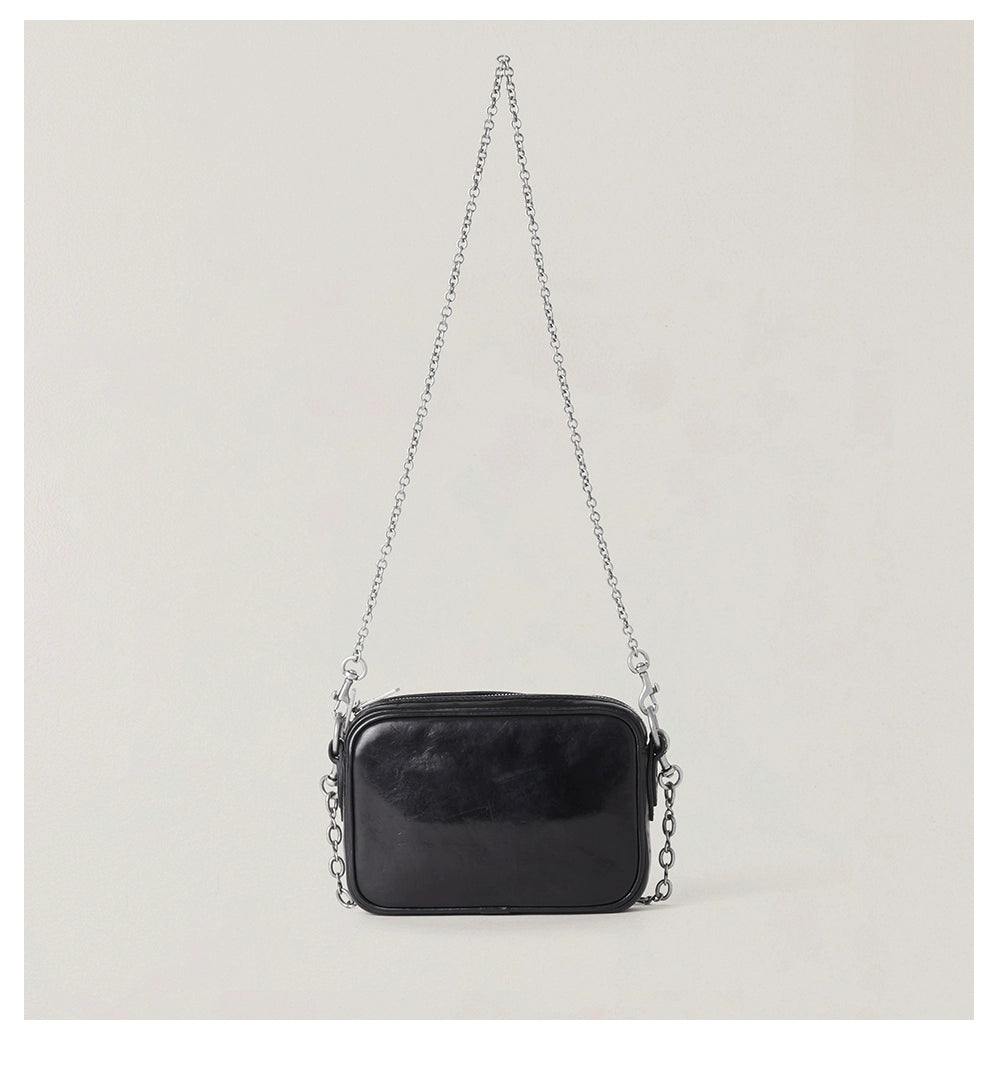 Compass Badge Leather Chain Bag (Small)