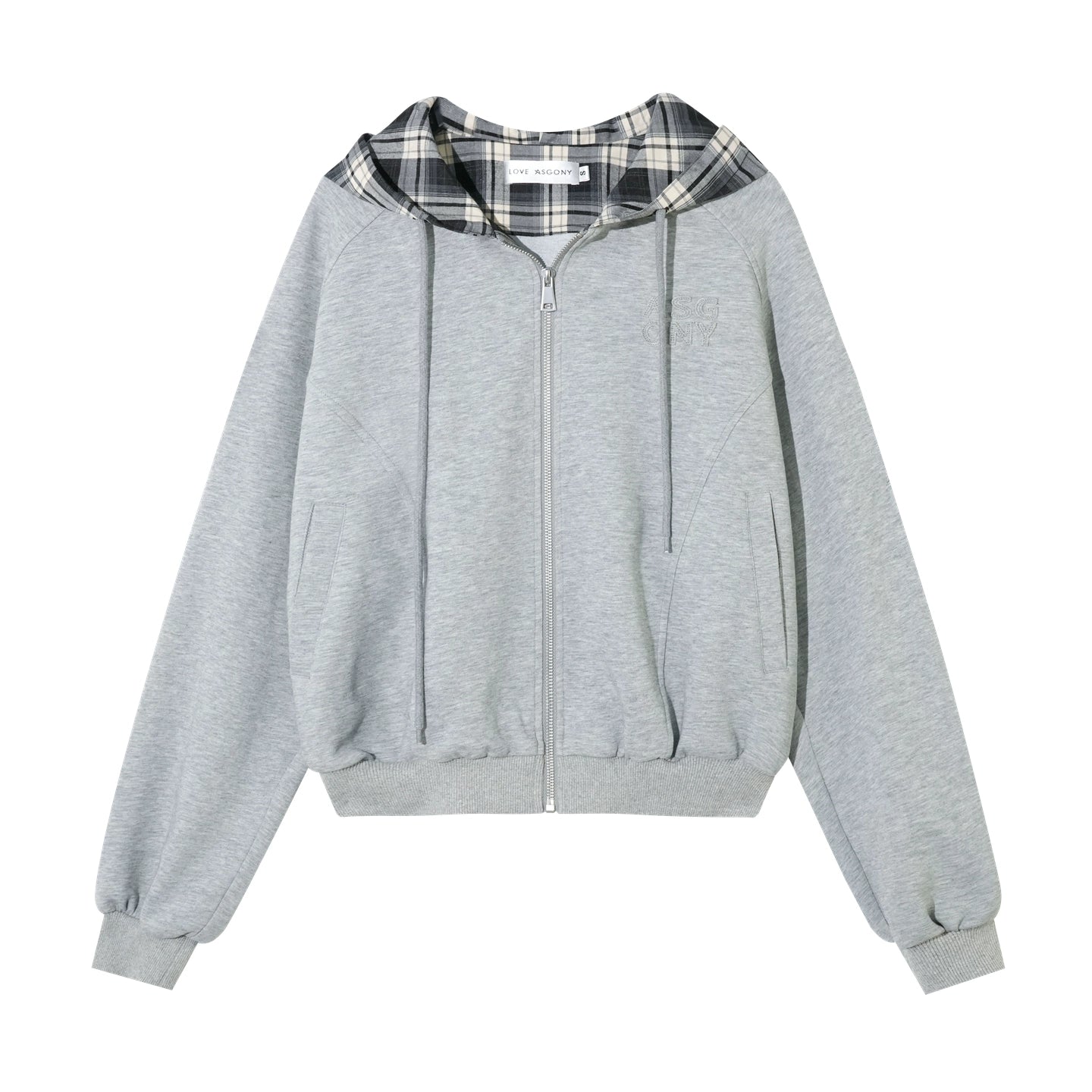 Plaid Patch Embroidered Sweatshirt & Ruffled Waist Pants Set - CHINASQUAD