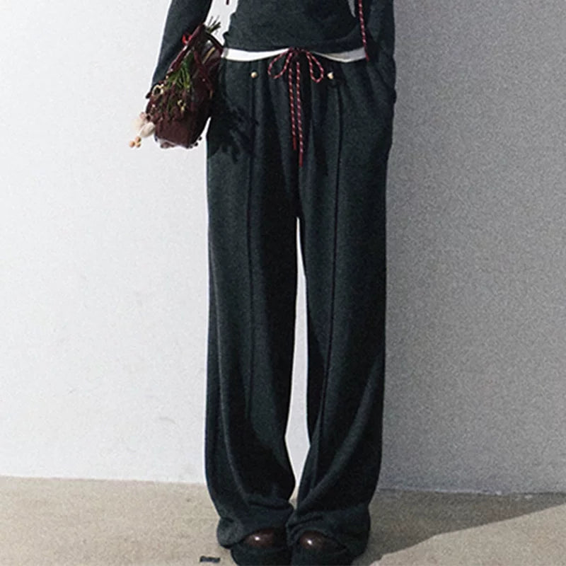 Knit Base Top & Wide-Leg Pants Set