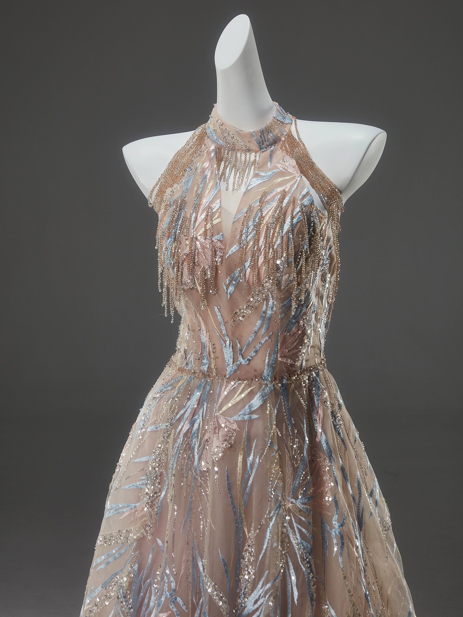 Golden Ling Aurora Beaded Couture Gown