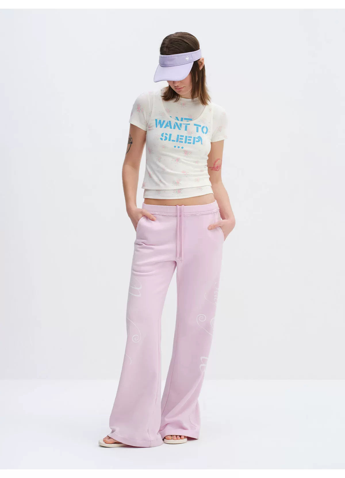 Rebel Script Print Relaxed Flared Sweatpants