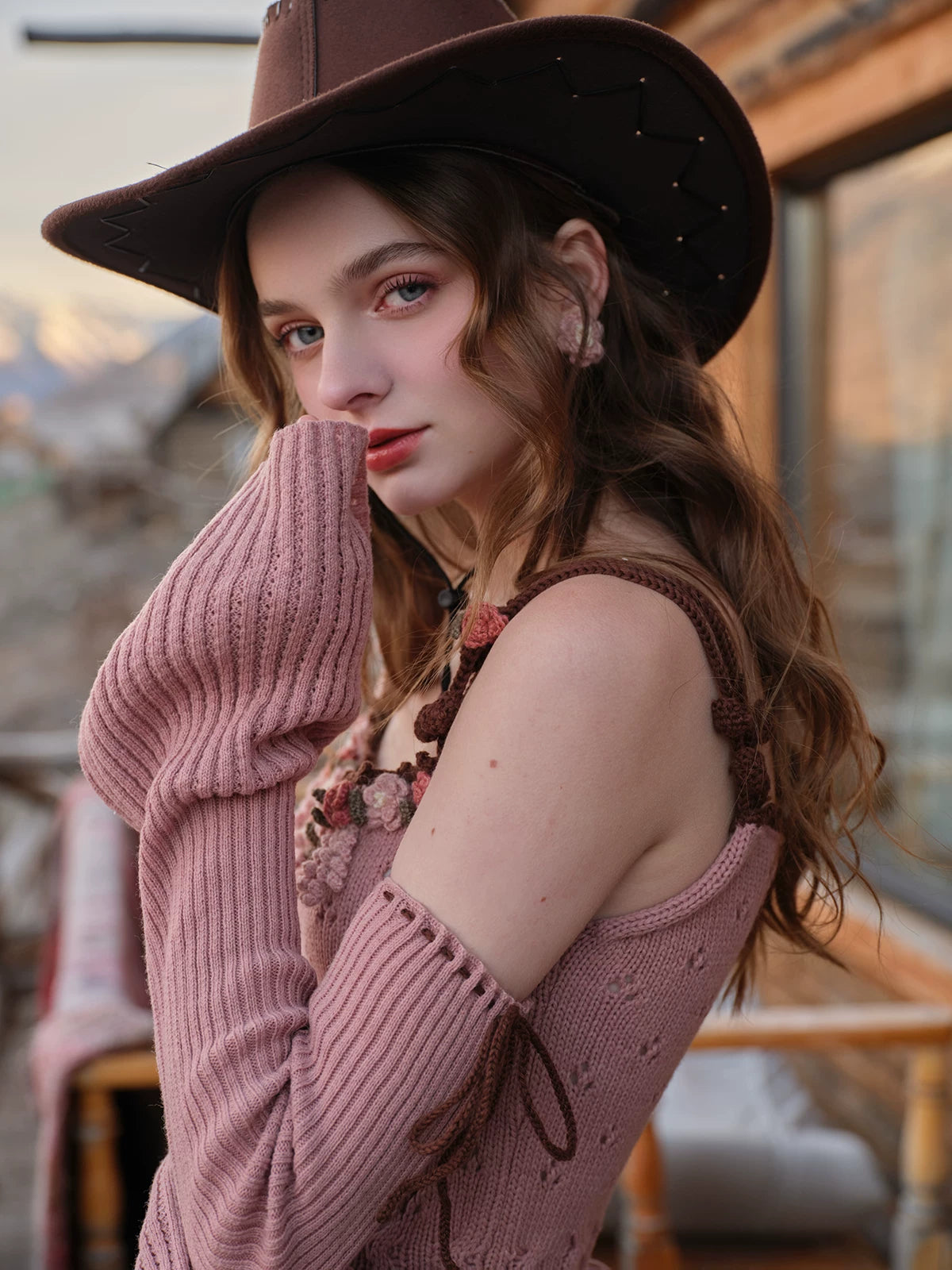 Floral Juliet Vintage Knit Dress & Cardigan Set