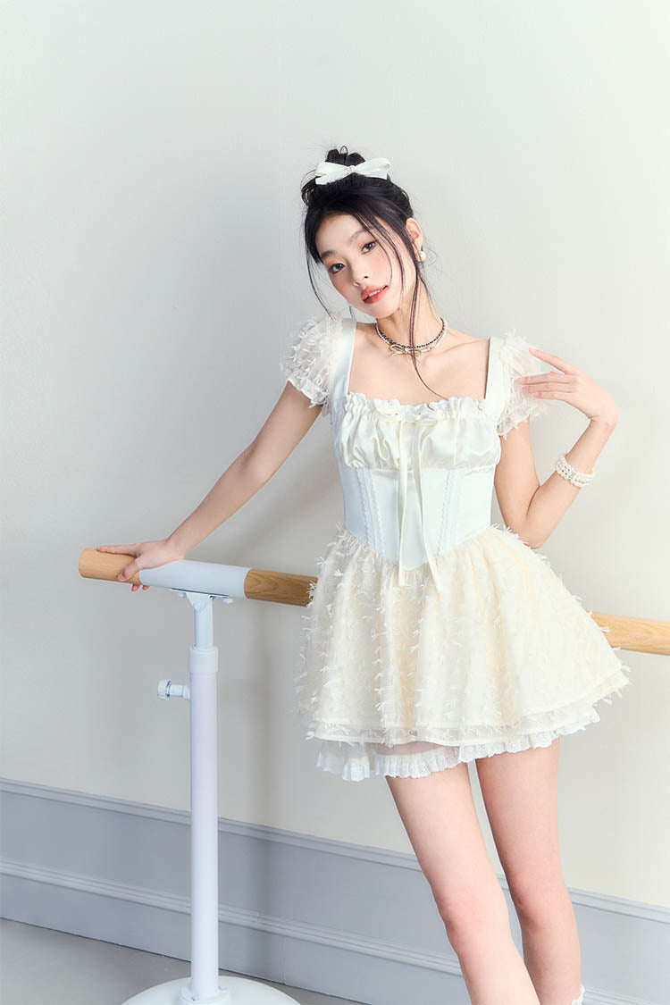 White puffy clearance mini dress