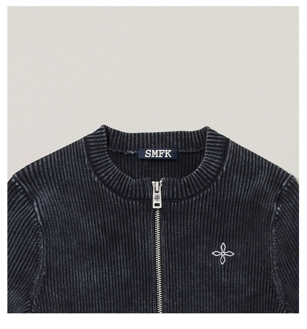 Wild Retro Zipper Knit Cardigan