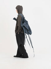 Deep brown & Gray Pleated Hooded Sweatshirt - CHINASQUAD