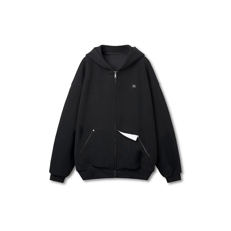 Cotton-feel Silhouette Zip-up Hoodie - CHINASQUAD