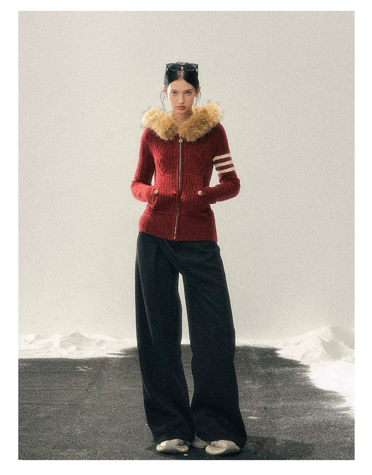 Korean Fleece-Lined Wide-Leg Pants