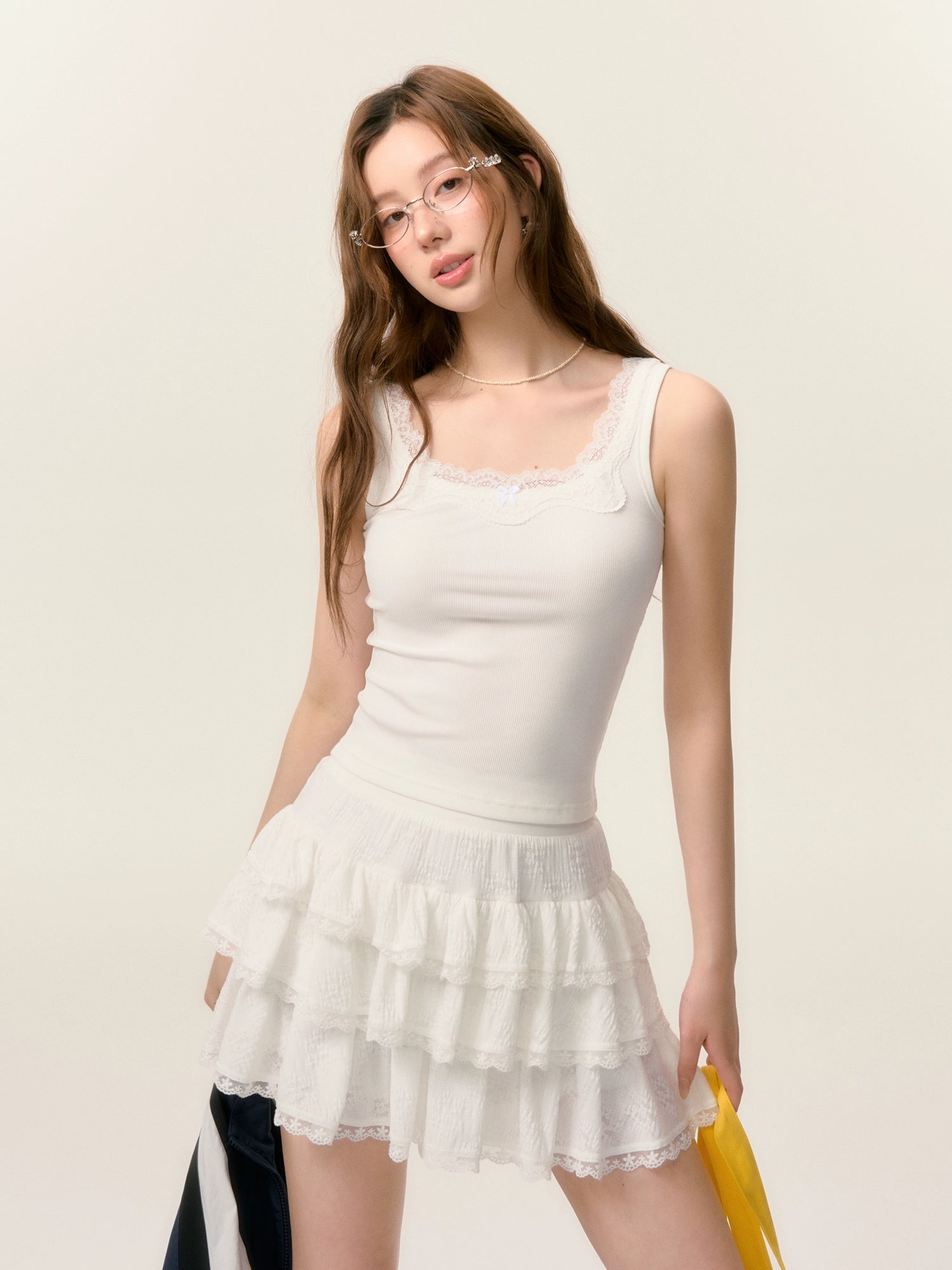 Lace Trim Butterfly Knot Back Top - CHINASQUAD