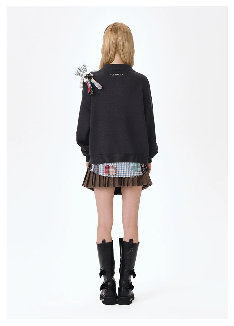 Plaid Bear Polo Sweater - CHINASQUAD