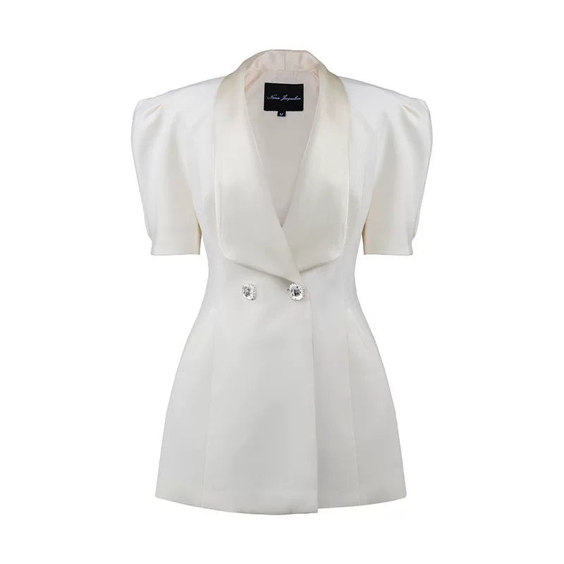 Puff Sleeve Cut-Out Open-Back Dress