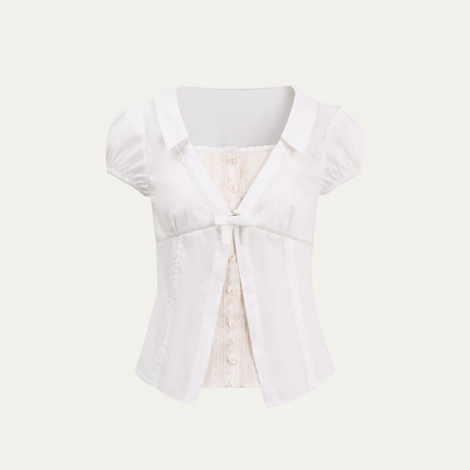 Floral Plaid Academy Layered Short Sleeve Shirt