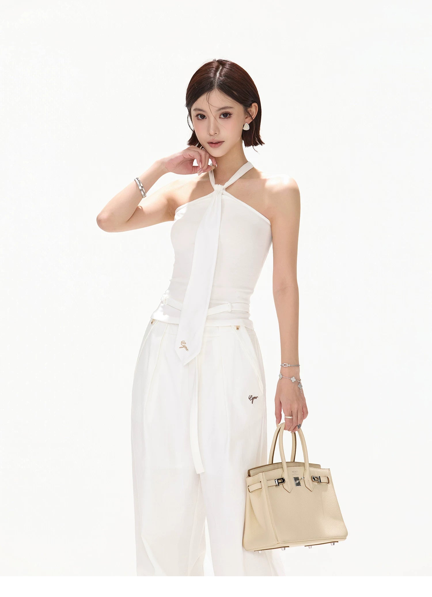 Minimalist Halter Tie Knit Bustier
