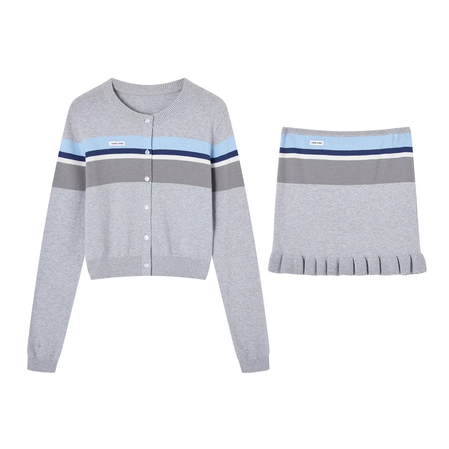 Ruffle Trim Bandeau & Cardigan Knit Set