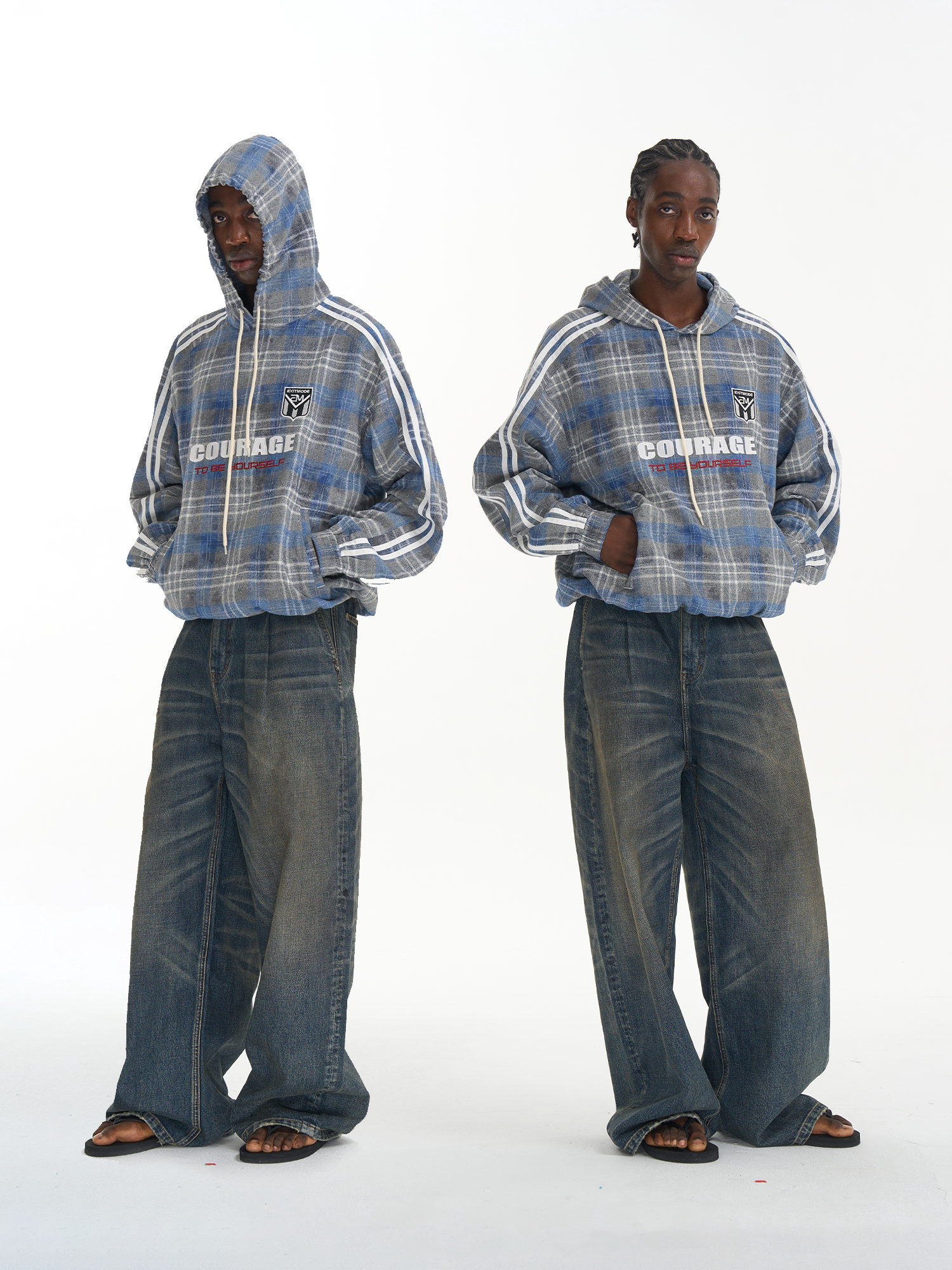 Plaid Color-Block Sport Hoodie