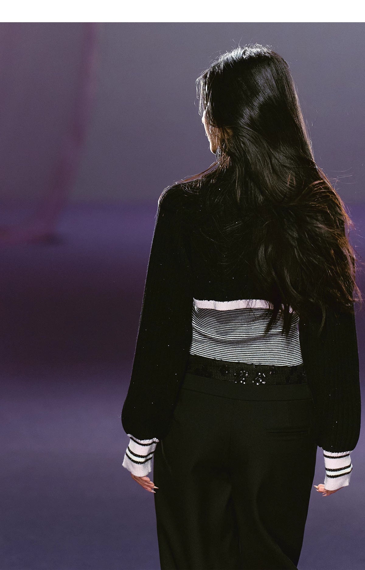 Contrast Turtleneck Layered Vest & Striped Camisole Set