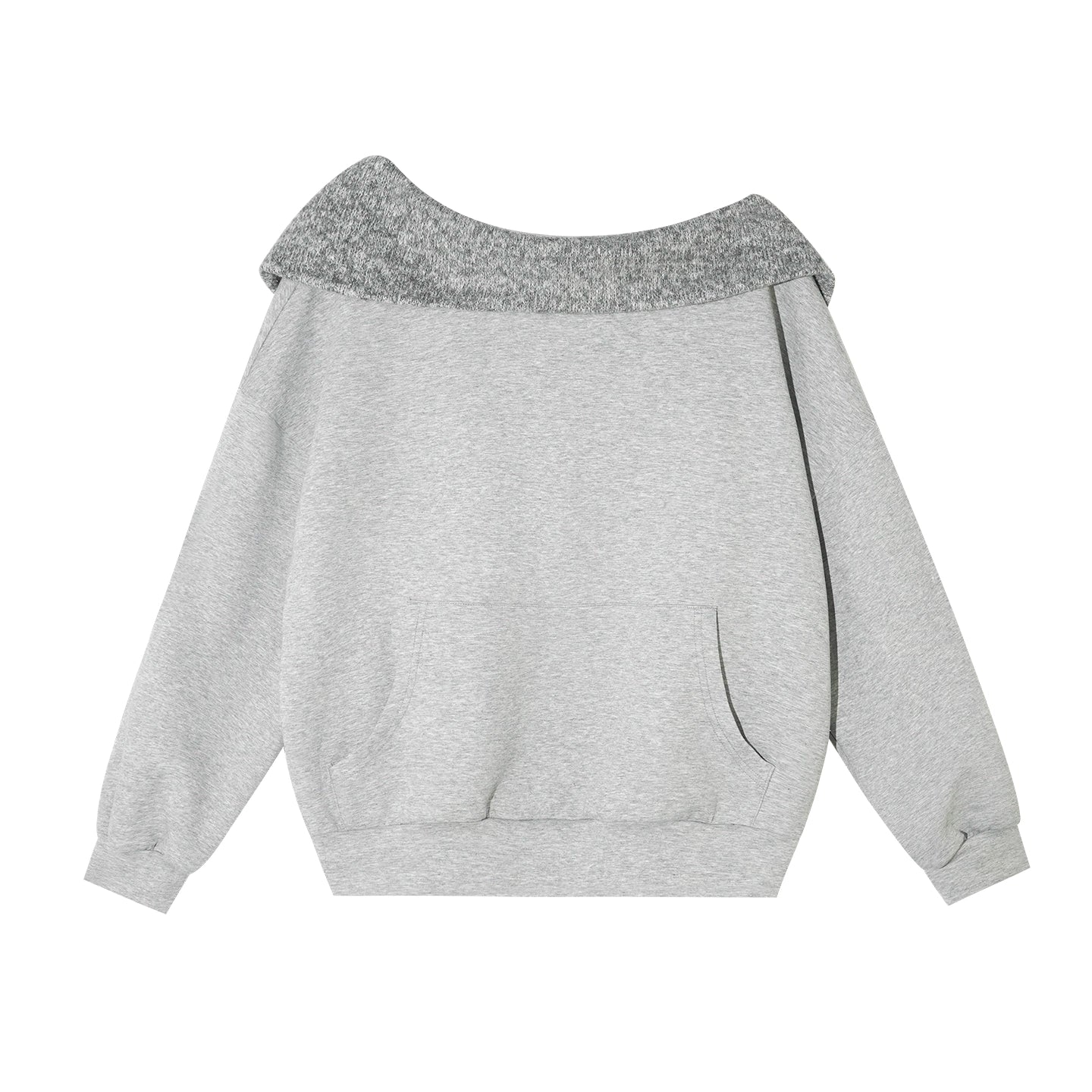 Grey Off-Shoulder Sweatshirt & Flared Pants Two-Piece Set
