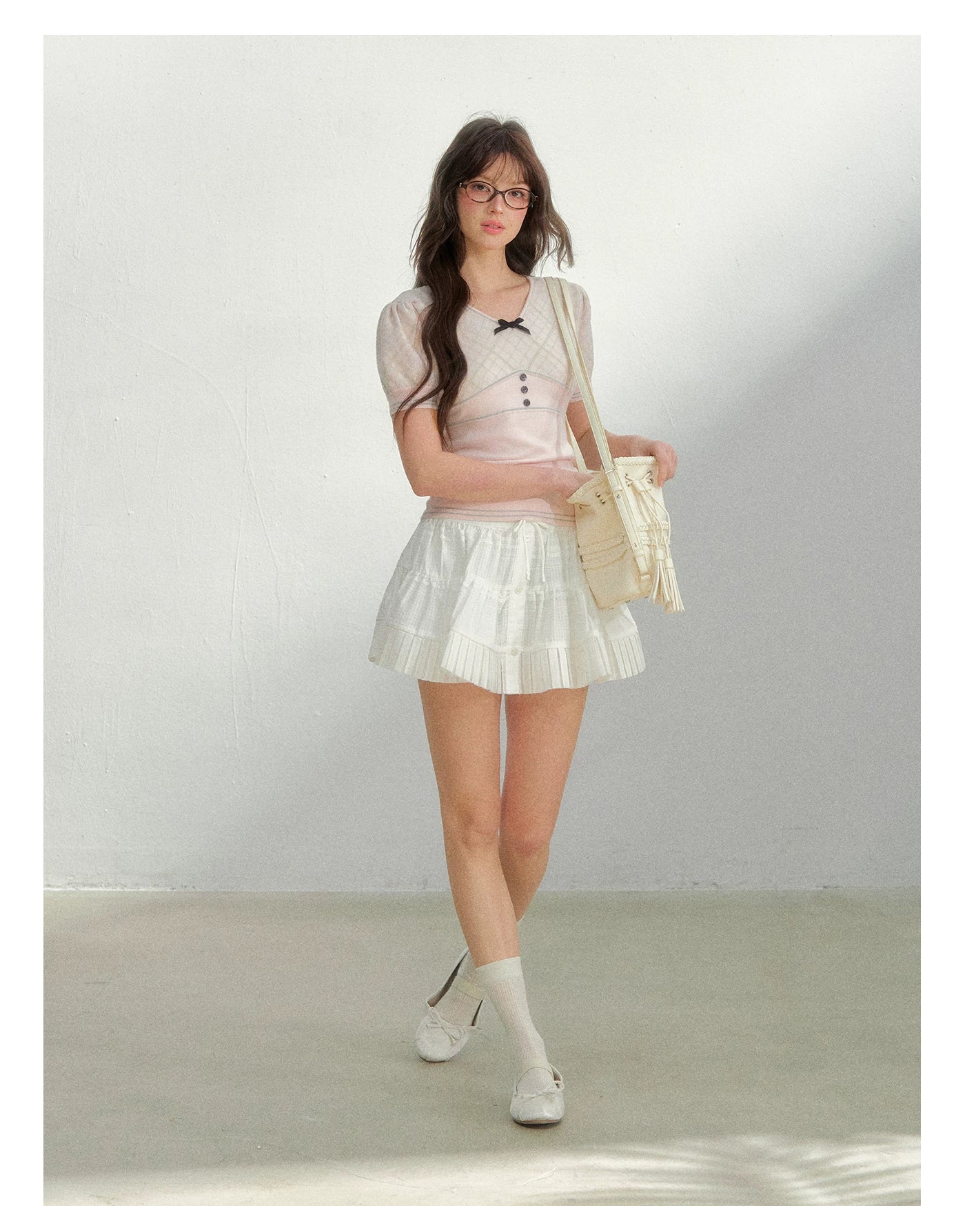 Vintage Preppy Plaid Knit Short Sleeve Tee