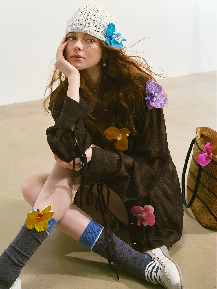 Plaid Sheer Mesh Shirt Jacket - CHINASQUAD