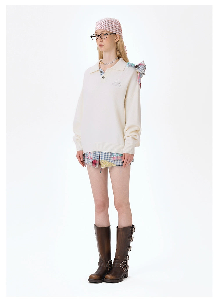 Plaid Bear Polo Sweater - CHINASQUAD