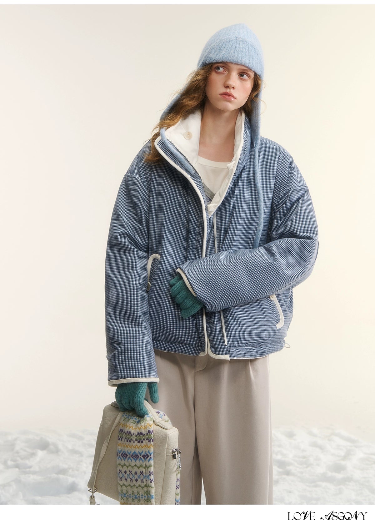 Reversible Checkered Short Down Jacket