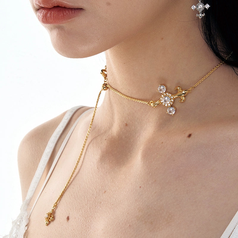 Iris Rhinestone Drawstring Necklace - CHINASQUAD