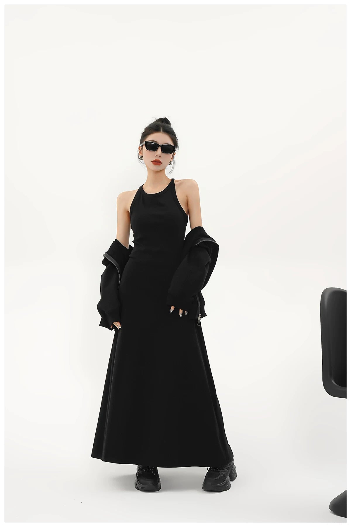 Built-In Bra Stretch Maxi Slip Dress