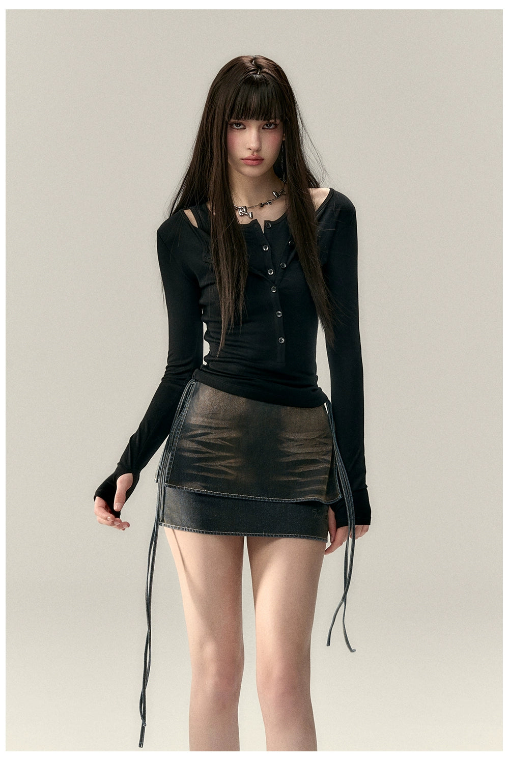 Two-Piece Style Convertible Long Sleeve Vest Top