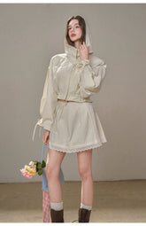 "A Cup of Milk" Relaxed Cotton Trench & Skirt Set - CHINASQUAD