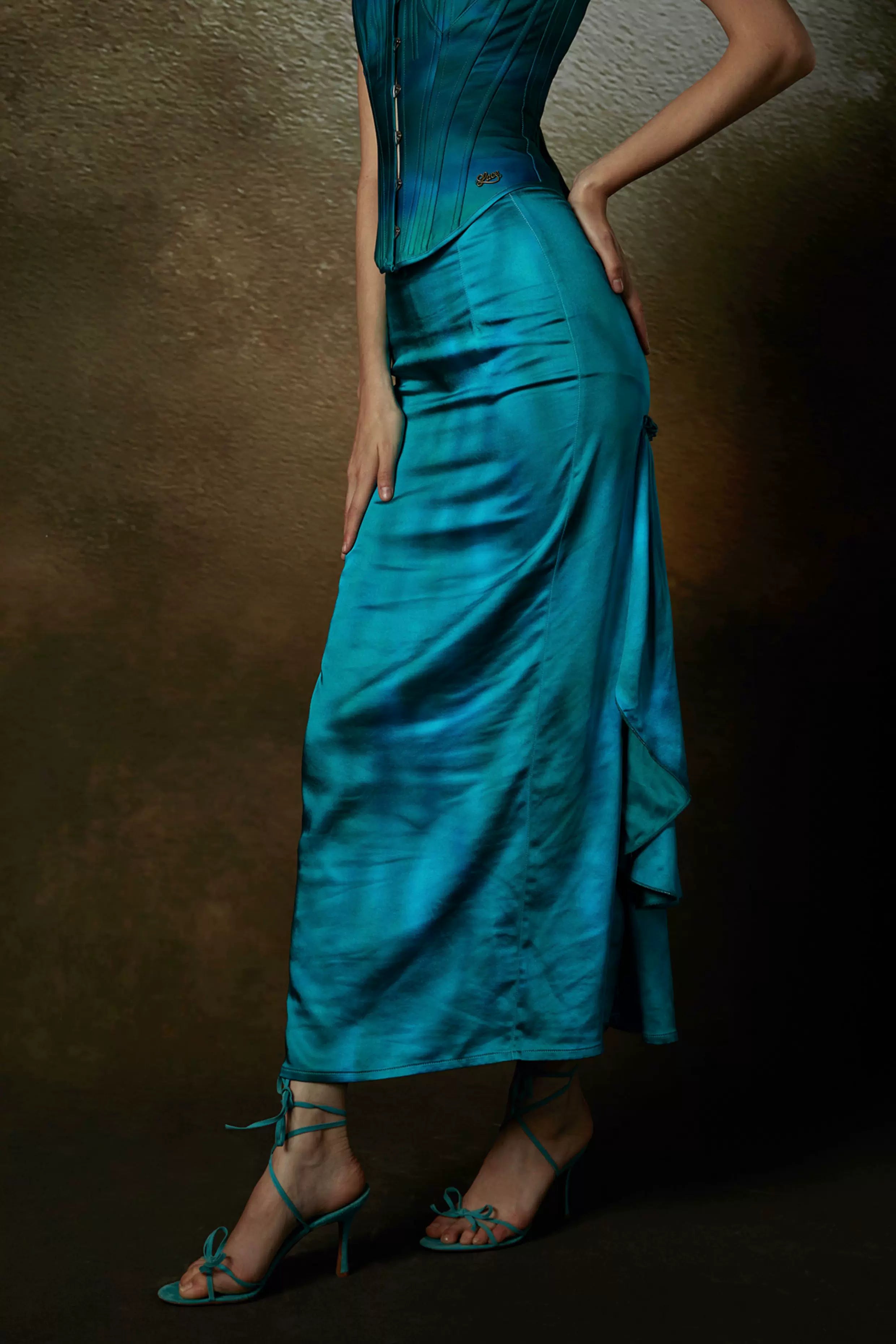 French Costume-Inspired Corset & Satin Mermaid Skirt Set