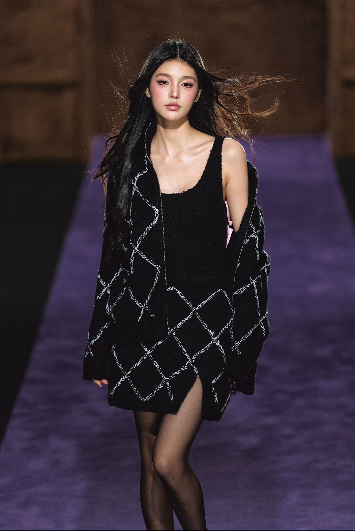 Wool-Blend Textured Hooded Cardigan & Dress Set